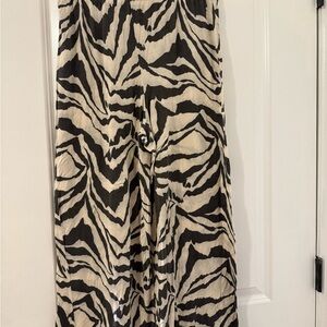 H&M Black and White Zebra Pattern Wide-Leg Soft Pants